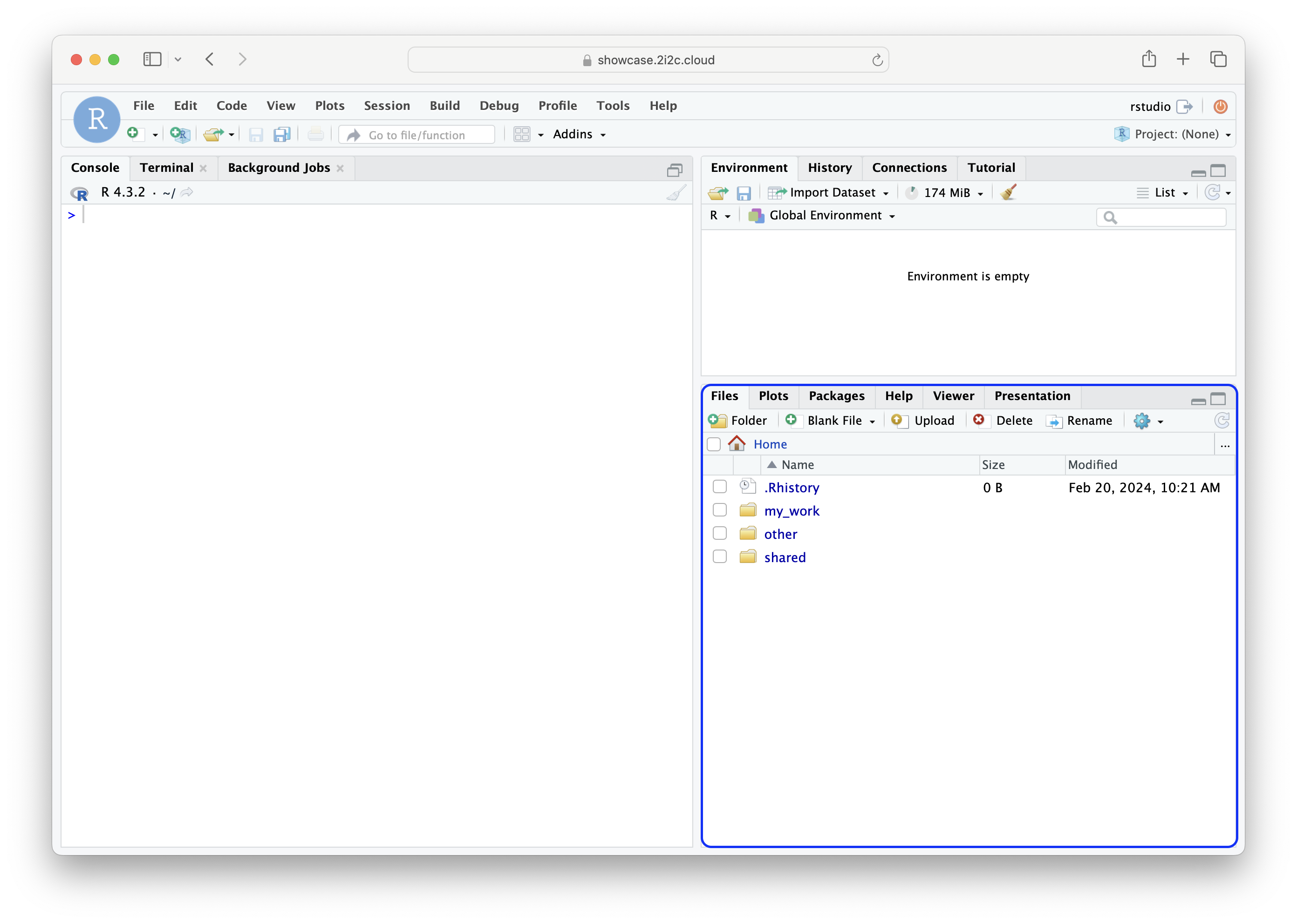 The file explorer (highlighted with a blue box) in the RStudio user interface.